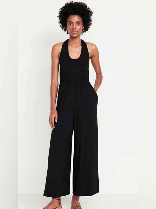 Old Navy Pants - Old Navy Black Wide-Leg Halter Jumpsuit